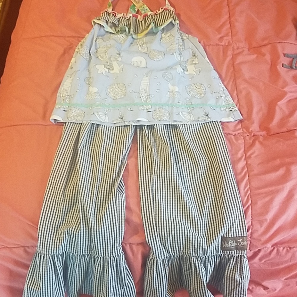 Matilda Jane size 10 circus animal gingham outfit